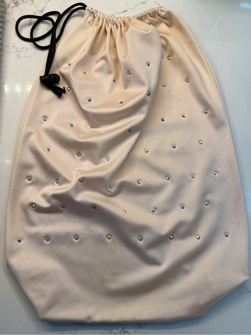 Soft pink Drawstring Rhinestone Dust Bag